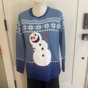 It's Our Time Blue Snowman women’s sweater  pre owned